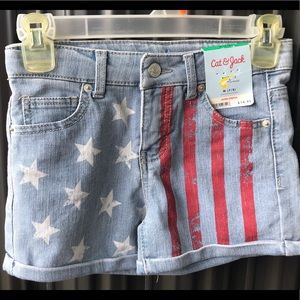 NWT Cat & Jack Girls Flag Jean Shorts Size 7/8